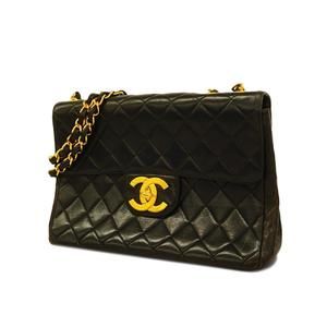 Chanel Big Matelasse W Chain Lambskin Shoulder Bag Black